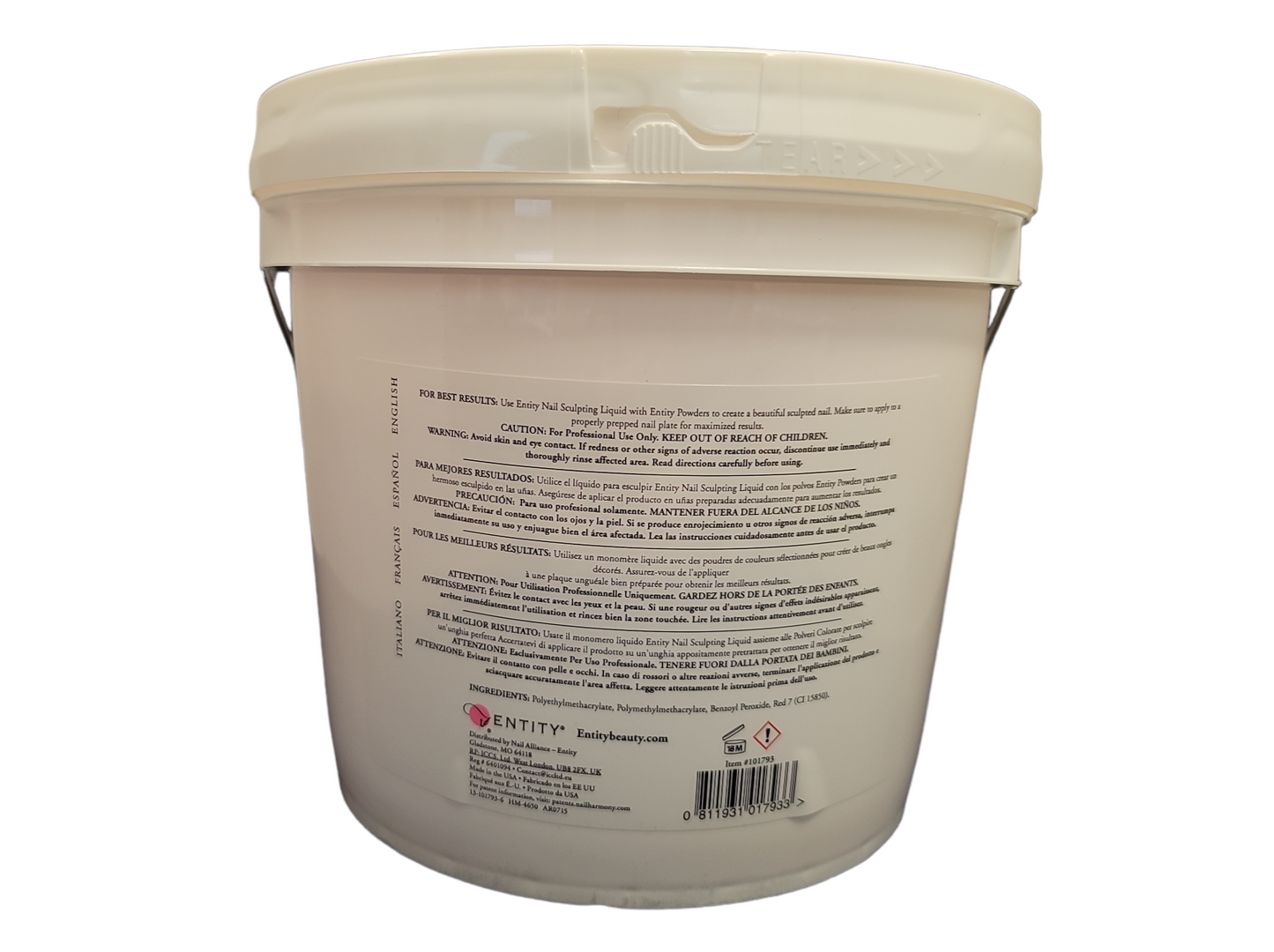 Entity Beauty - Bột tạo hình móng tay Acrylic màu hồng - Thùng 5 pound 