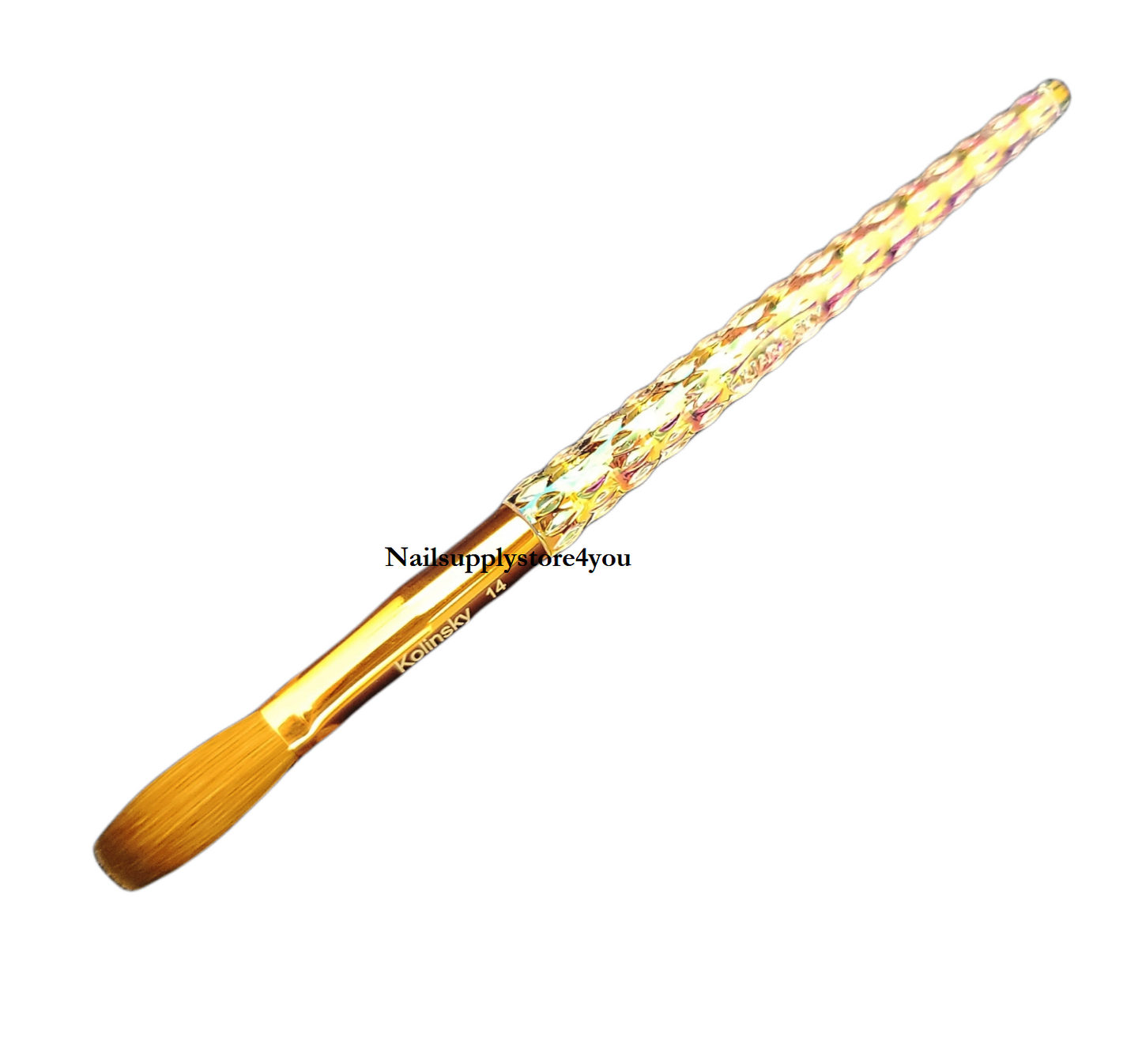 Kiara Sky Nail Brush 100% Kolinsky for Acrylic Powder - Size #14 (Crimped)