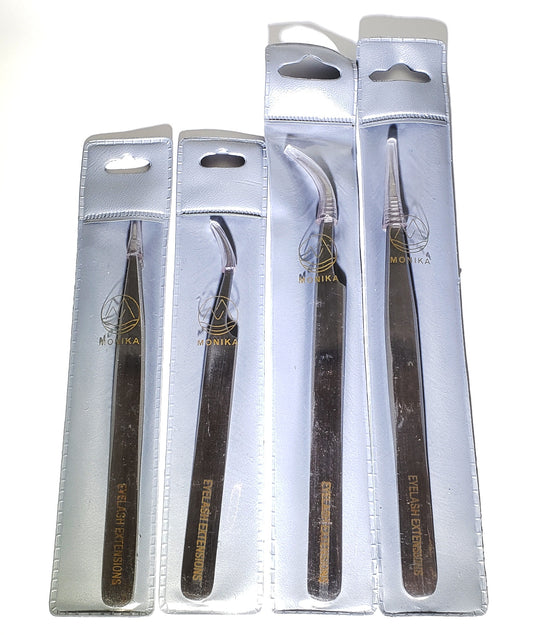 MONIKA - Pinzas para Extensiones de Pestañas Profesionales 